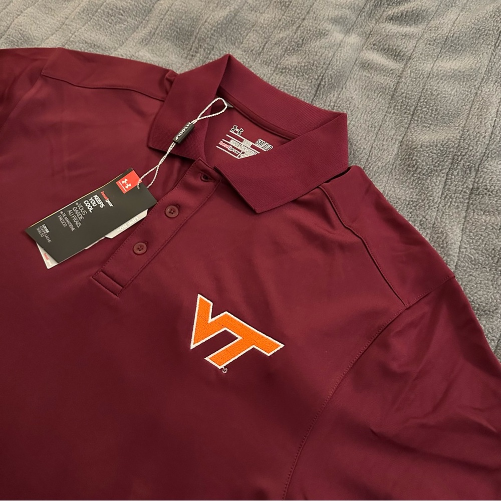 Under Armour Virginia Tech Hokies Polo Shirt | Men’s Small | New in Maroon Red